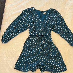 Long sleeved romper with tie belt